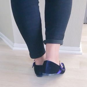 navy velvet shoes ladies